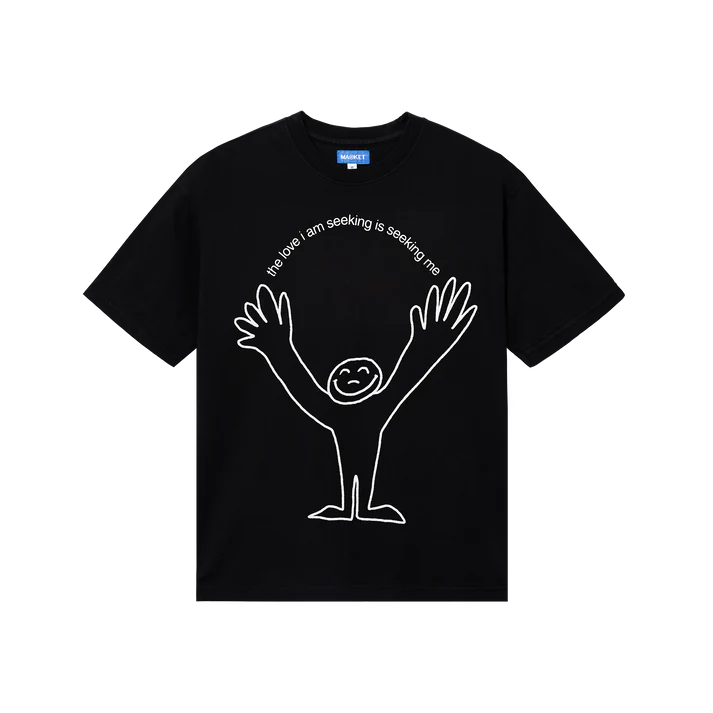 Market Seek Love T-Shirt - Washed Black