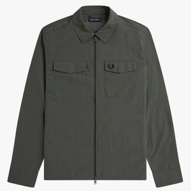 Fred Perry Zip Overshirt - Field Green