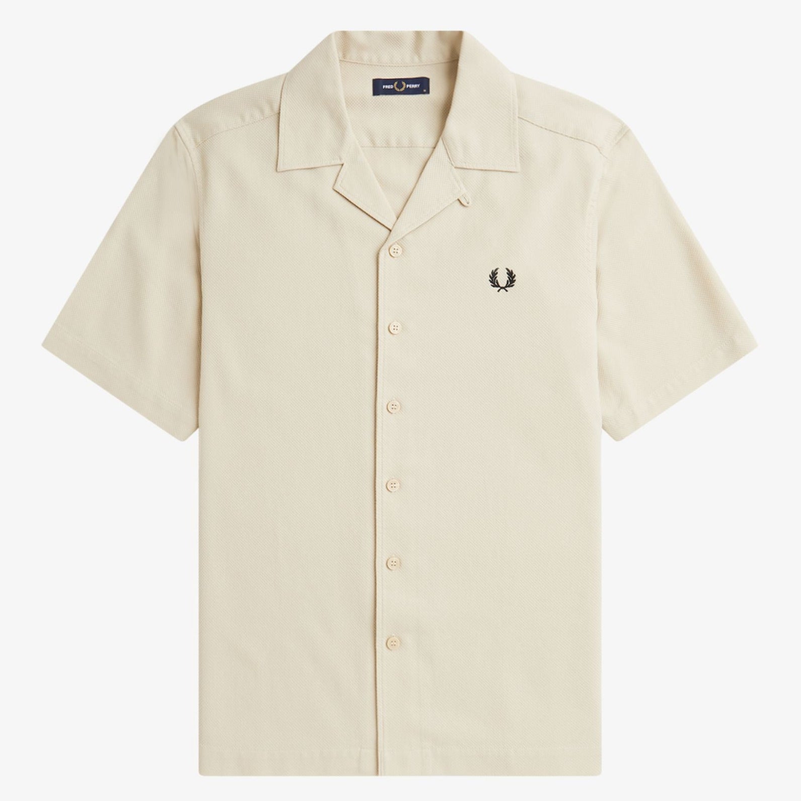 Fred Perry Pique Texture Revere Collar Shirt - Oatmeal