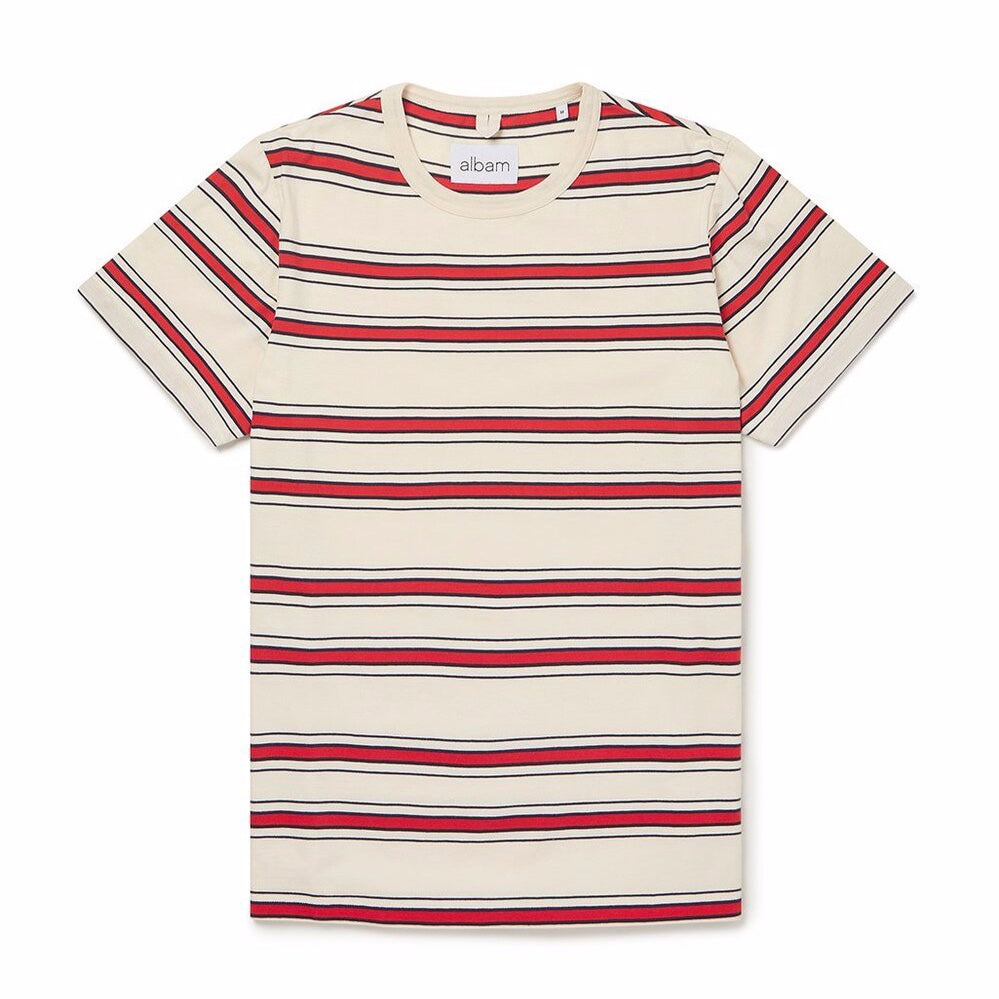 Albam Heritage Stripe T-Shirt Red/Tan/Navy
