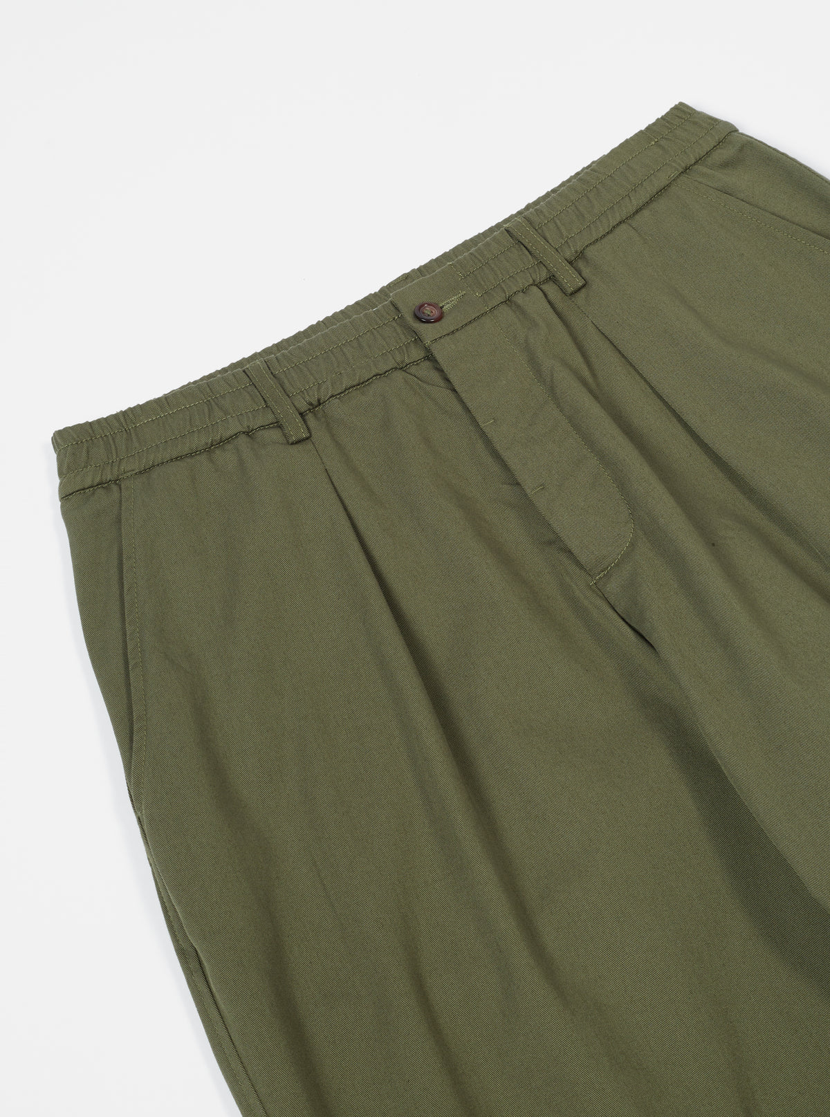 Universal Works Pleated Track Pant - Light Olive Twill