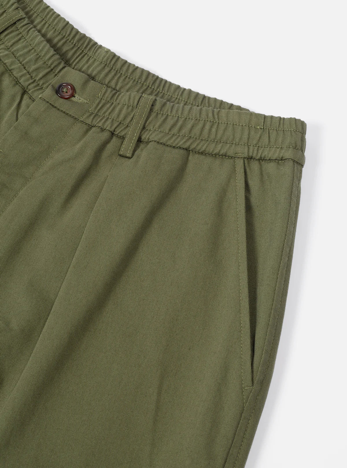 Universal Works Pleated Track Pant - Light Olive Twill