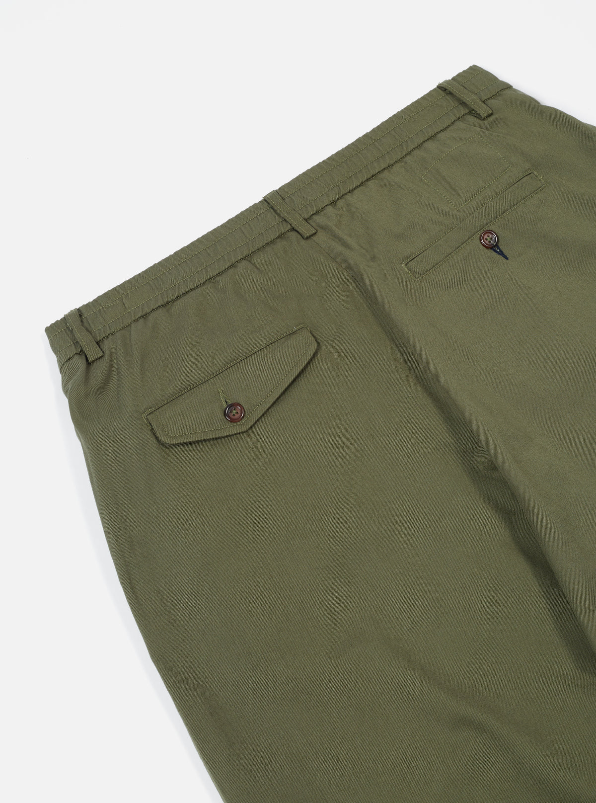 Universal Works Pleated Track Pant - Light Olive Twill