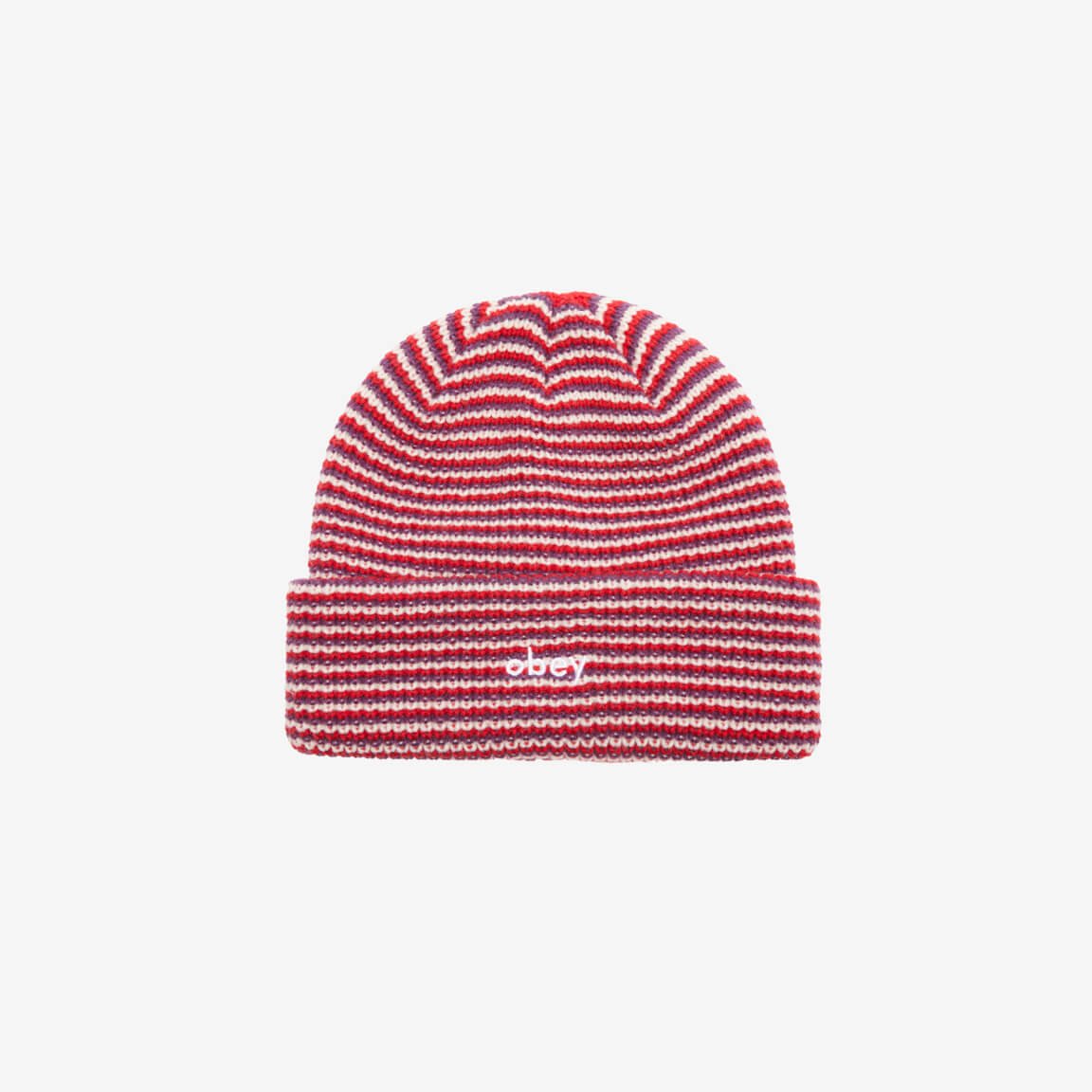 Obey Parker Striped Beanie - Red