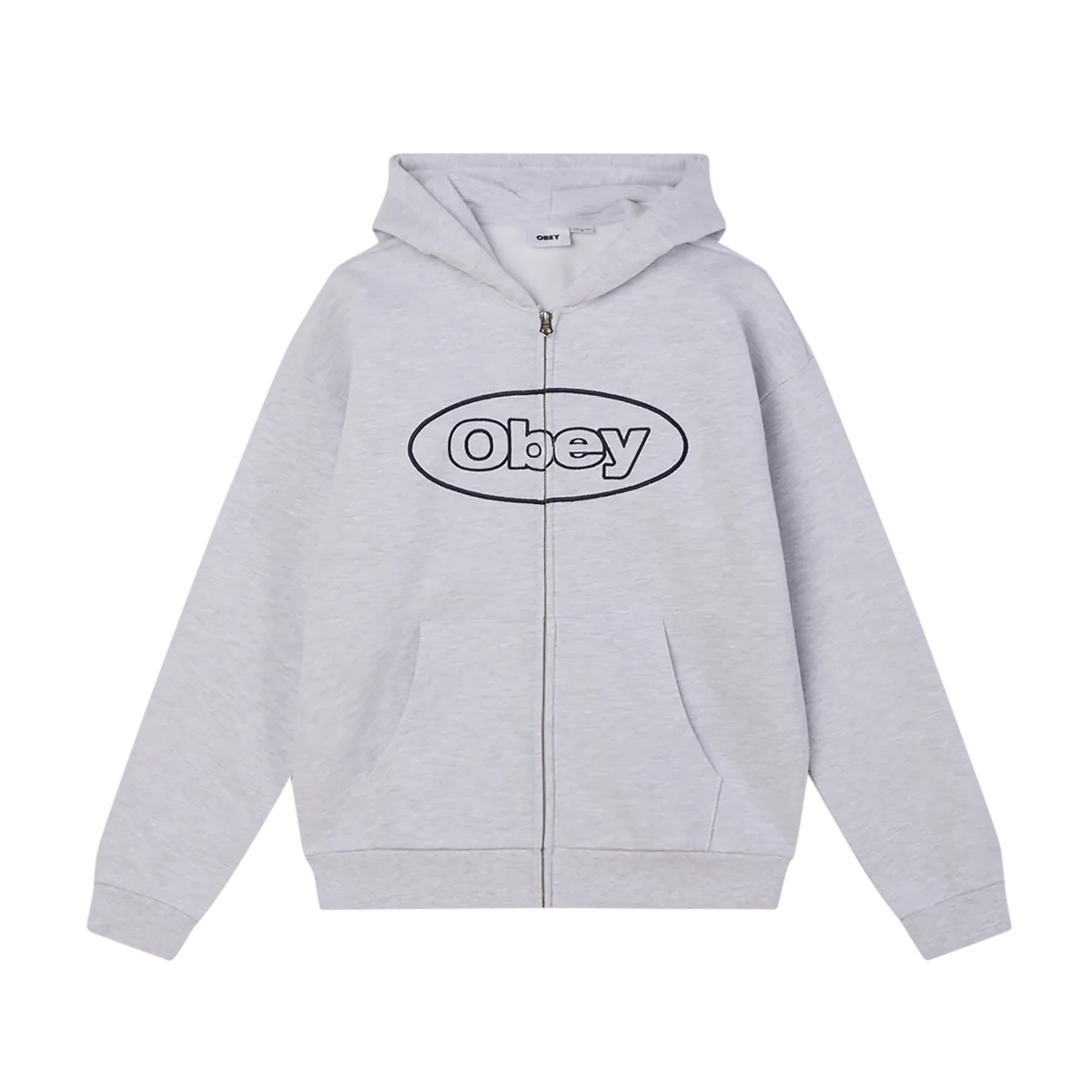 Obey Oval Extra Heavy Zip Up - Ash Grey