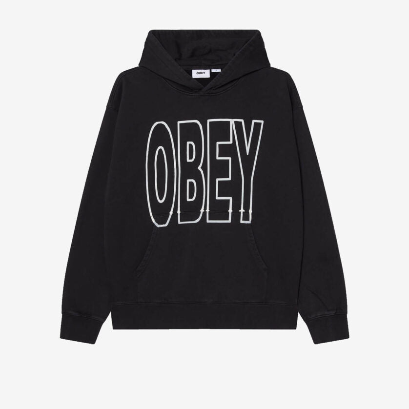 Obey Manor Faded Hood - Digital Black Faded Wash