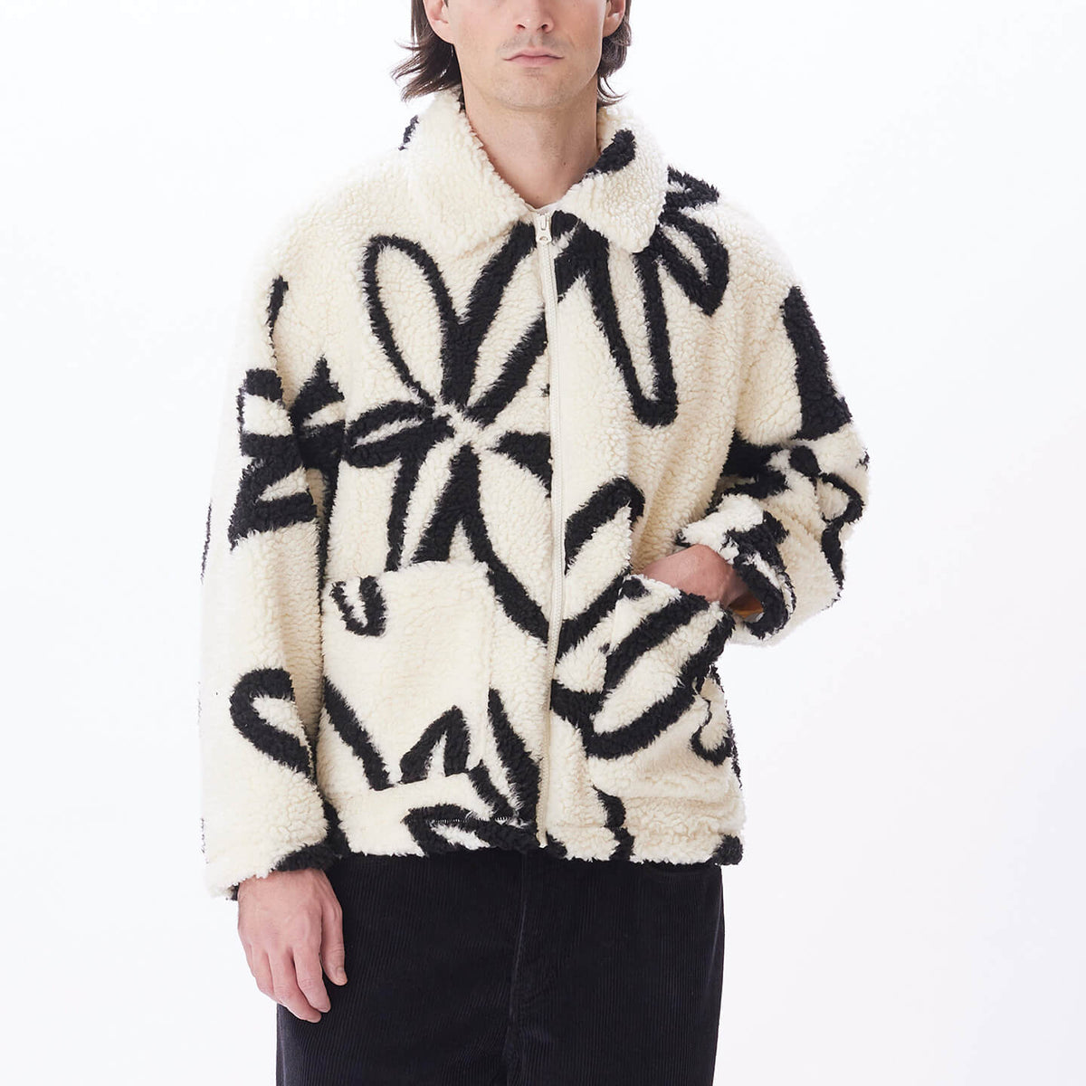 Obey Portions Sherpa Jacket - Unbleached Multi