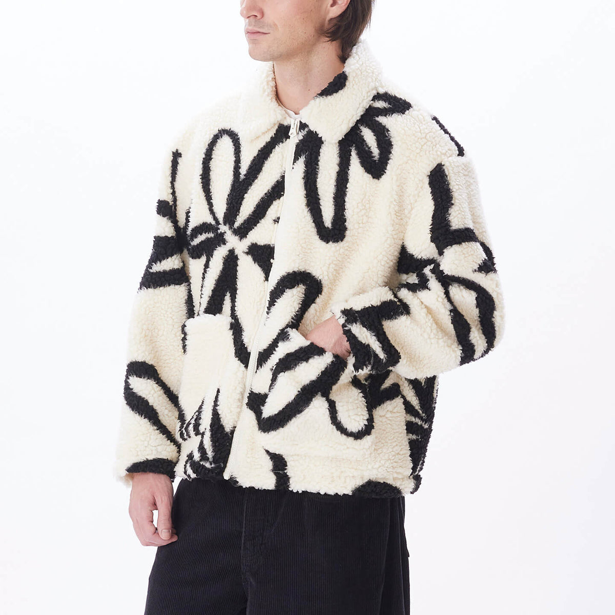 Obey Portions Sherpa Jacket - Unbleached Multi
