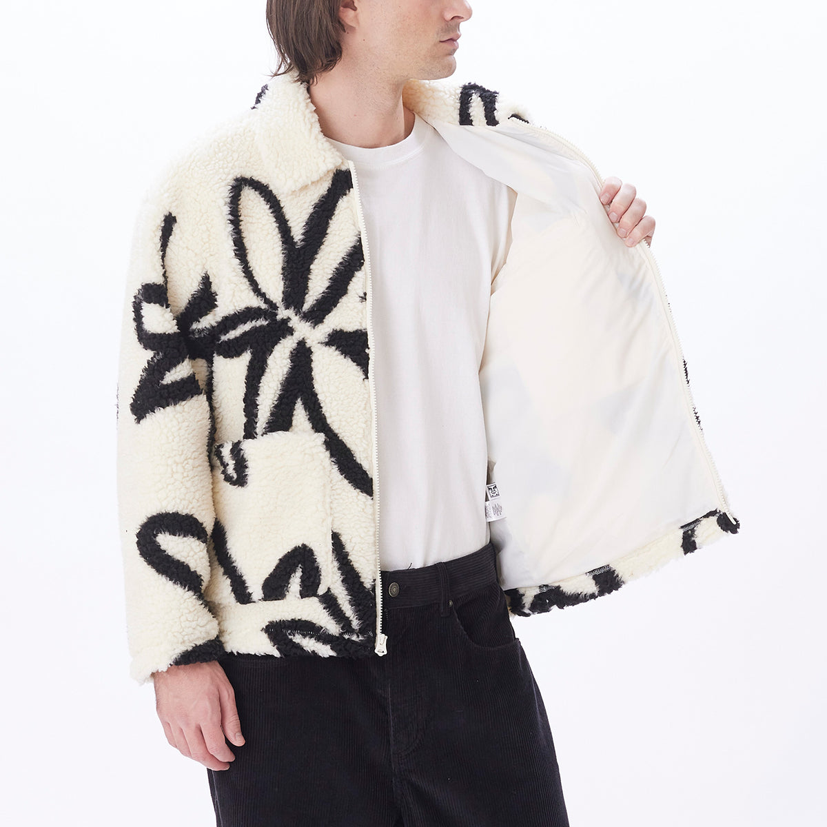 Obey Portions Sherpa Jacket - Unbleached Multi