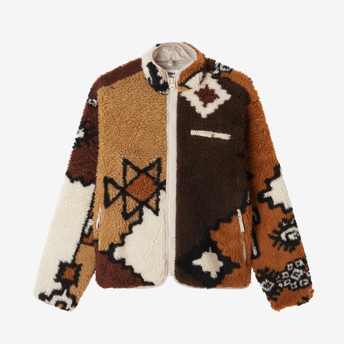Obey Moroccan Rug Sherpa Jacket - Brown Multi