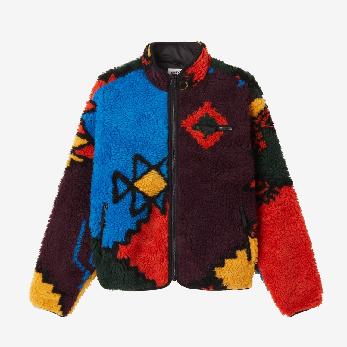 Obey Moroccan Rug Sherpa Jacket - Bright Multi
