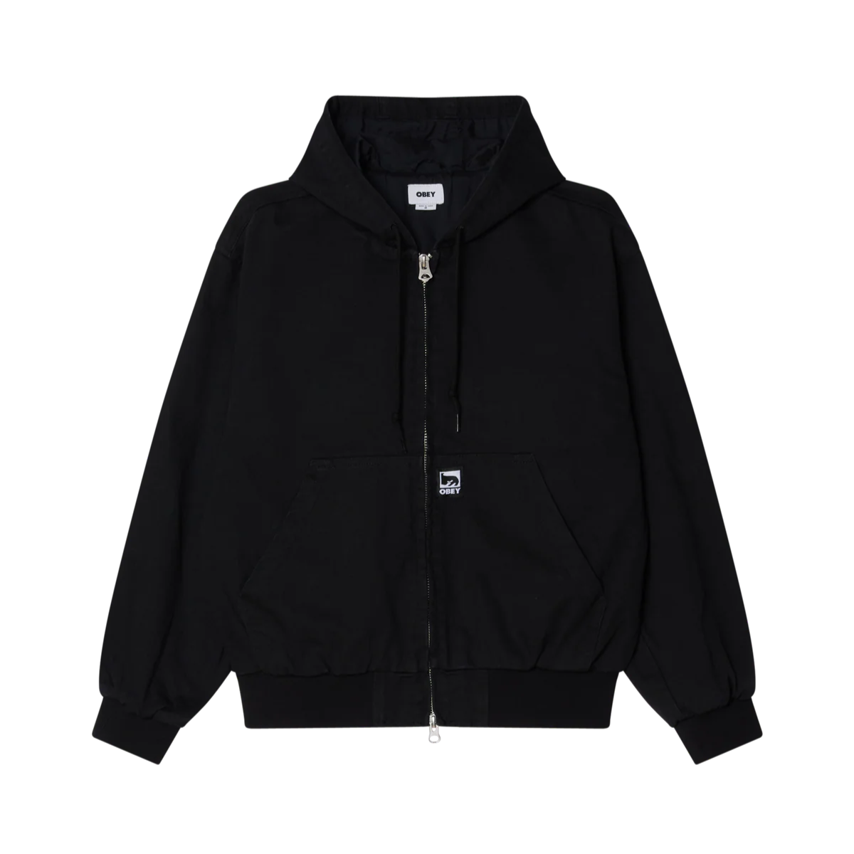 Obey Glen Zip Up Jacket - Black Faded Wash