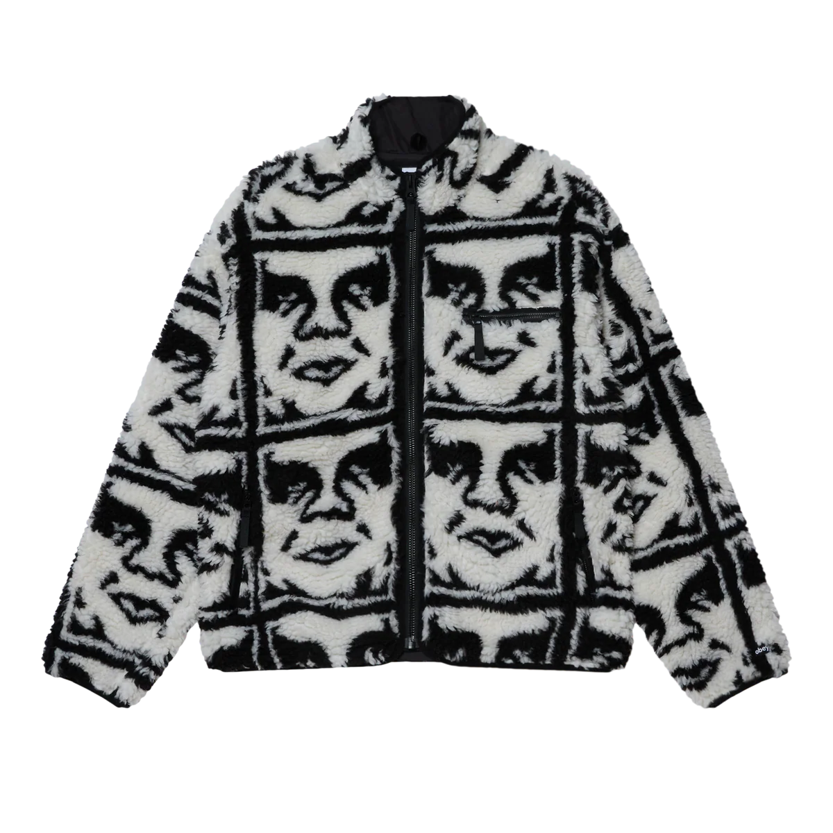 Obey Repeated Icon Sherpa Jacket - Black Multi