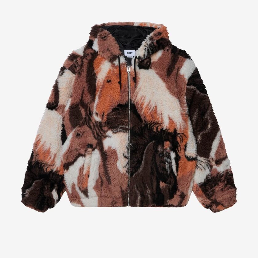 Obey Horses Sherpa Jacket - Brown Multi