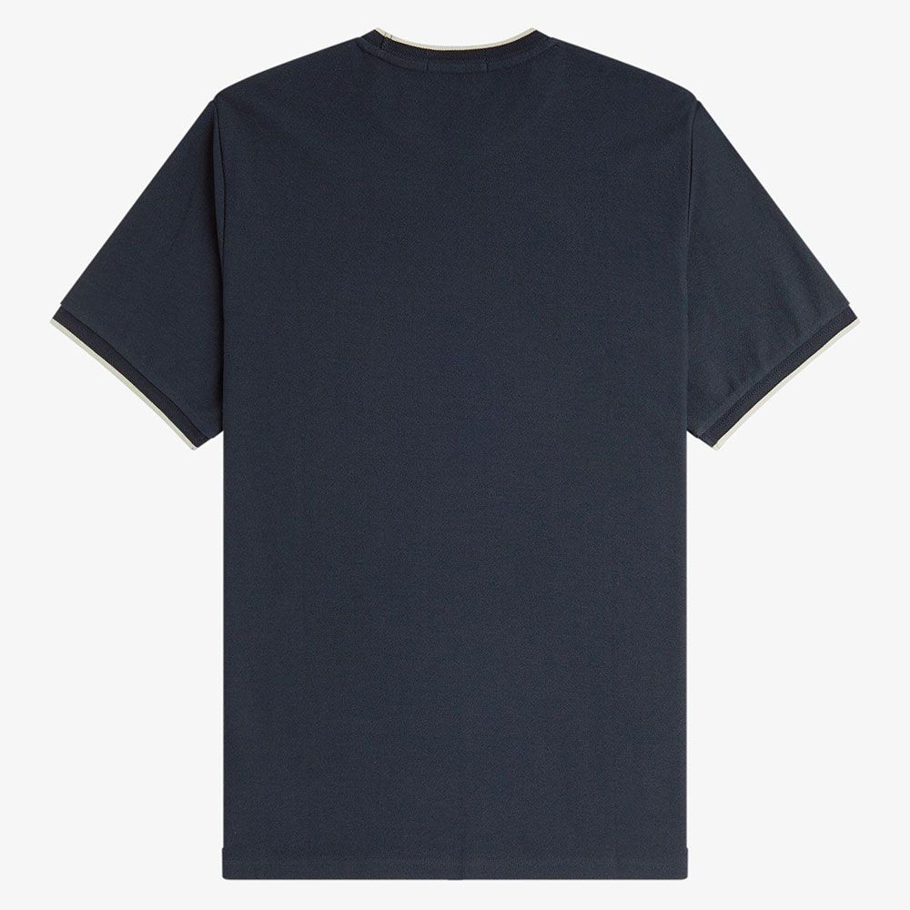 Fred Perry Trim Detail Crepe Pique T-Shirt - Navy