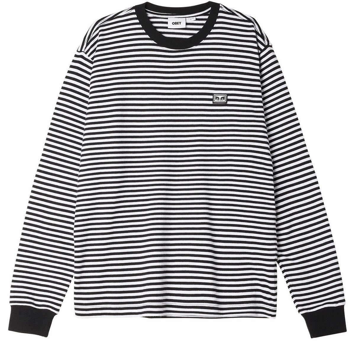 Obey Established Works Eyes Stripe LS T-Shirt - Black
