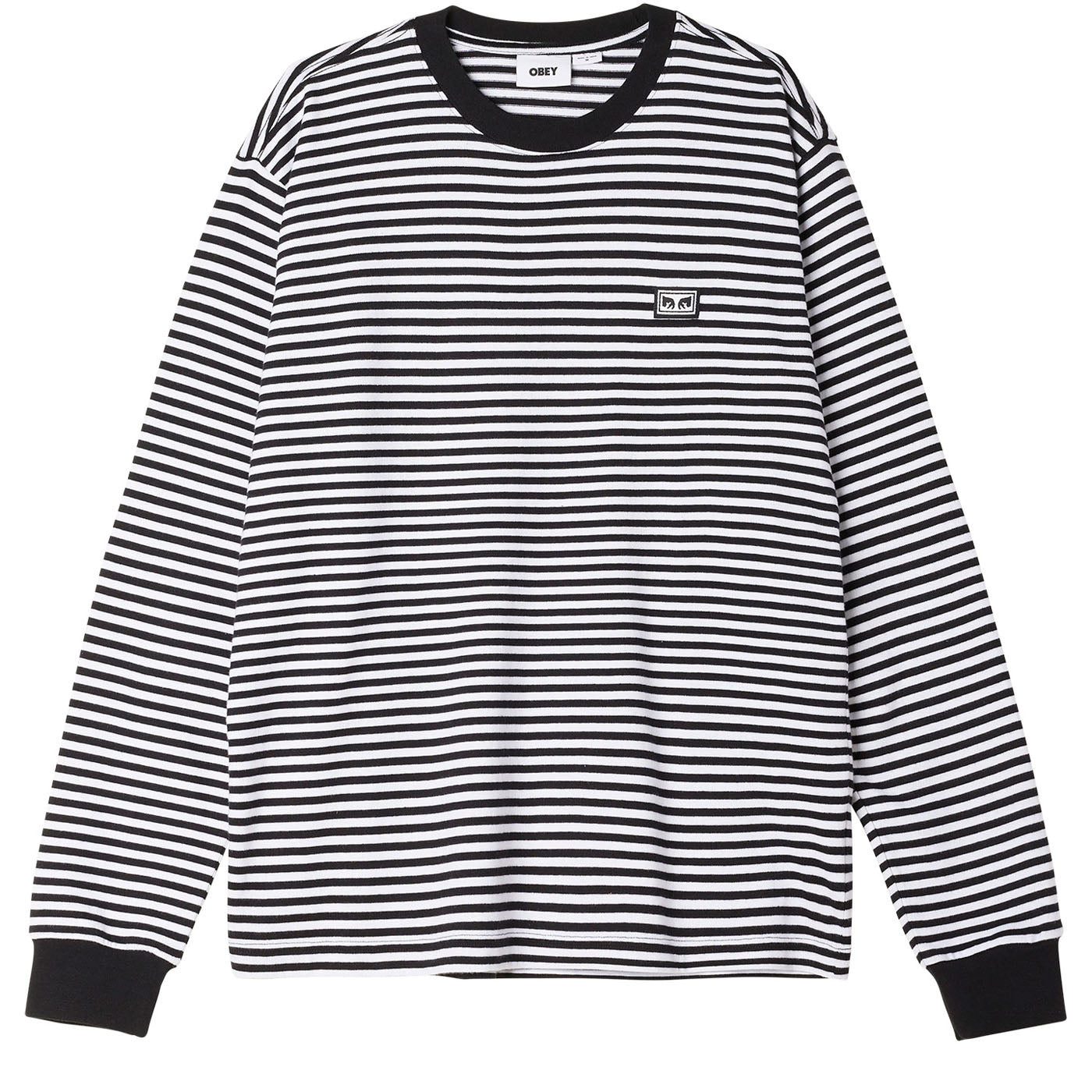 Obey Established Works Eyes Stripe LS T-Shirt - Black
