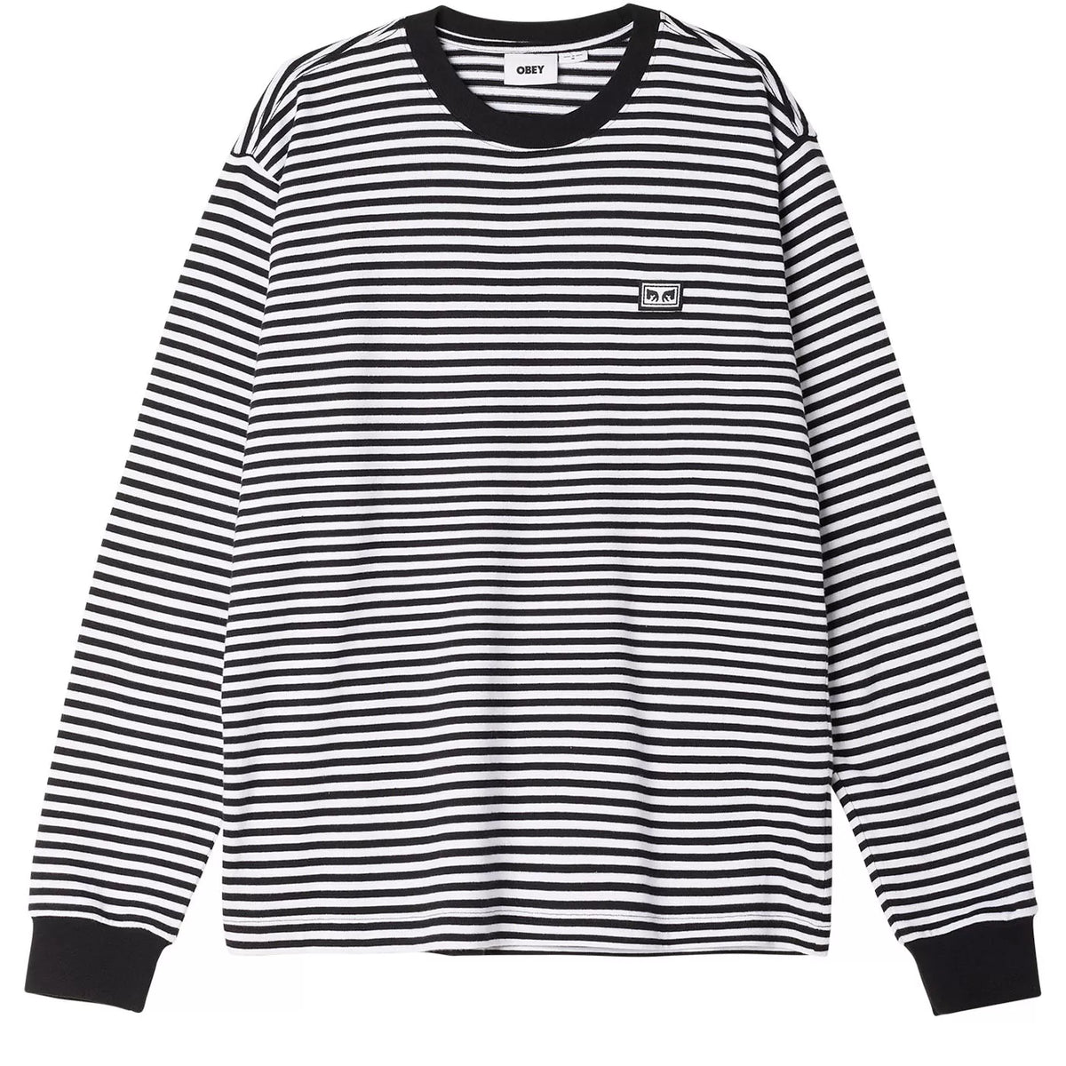 Obey Established Works Stripe LS T-Shirt - Black