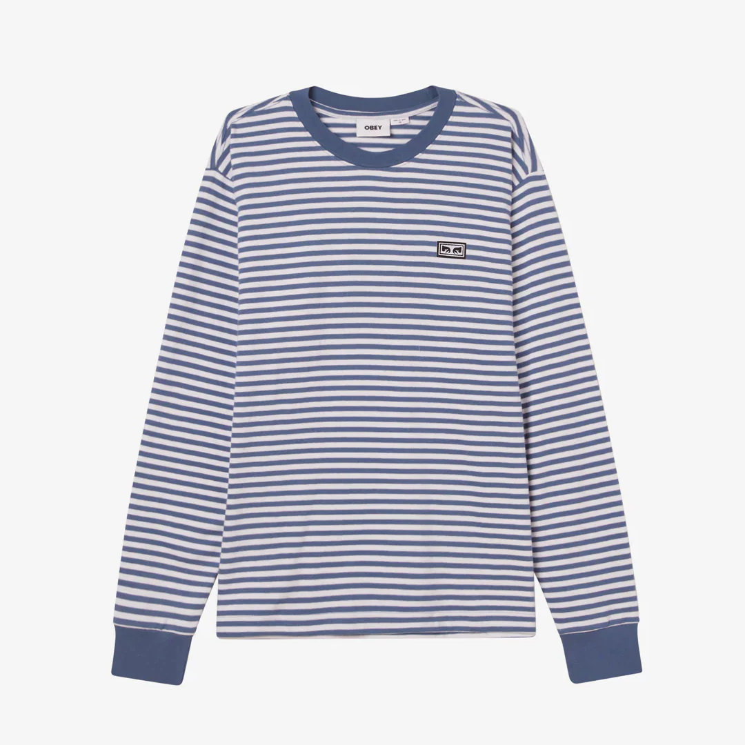 Obey Established Works Stripe LS T-Shirt - Coronet Blue