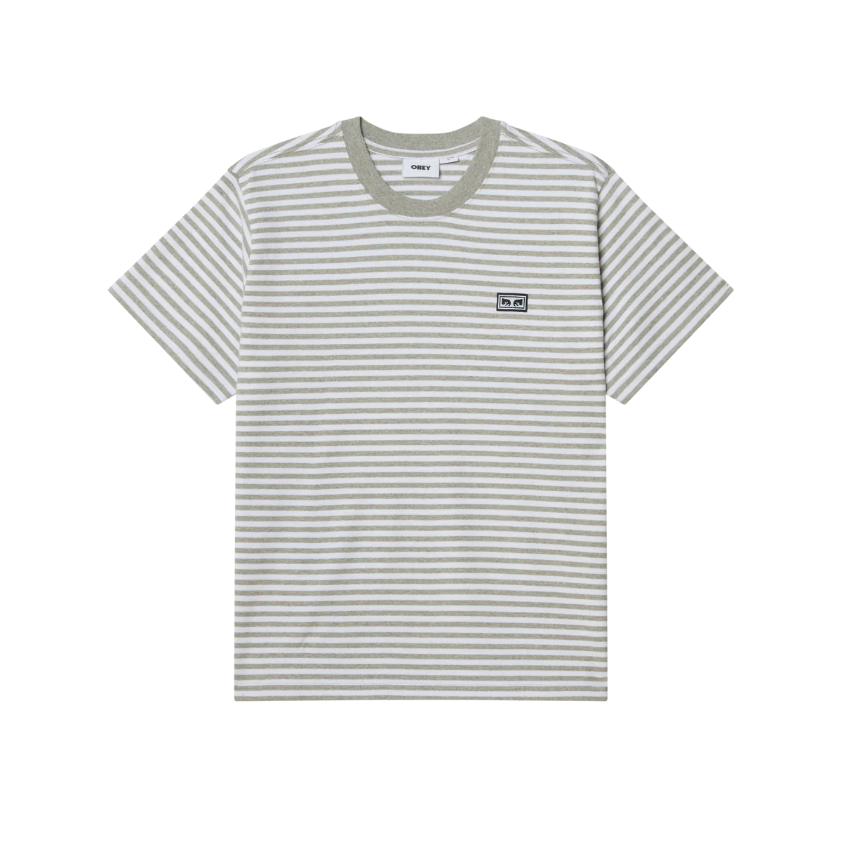 Obey Established Works Eyes Stripe T-Shirt - Heather Grey