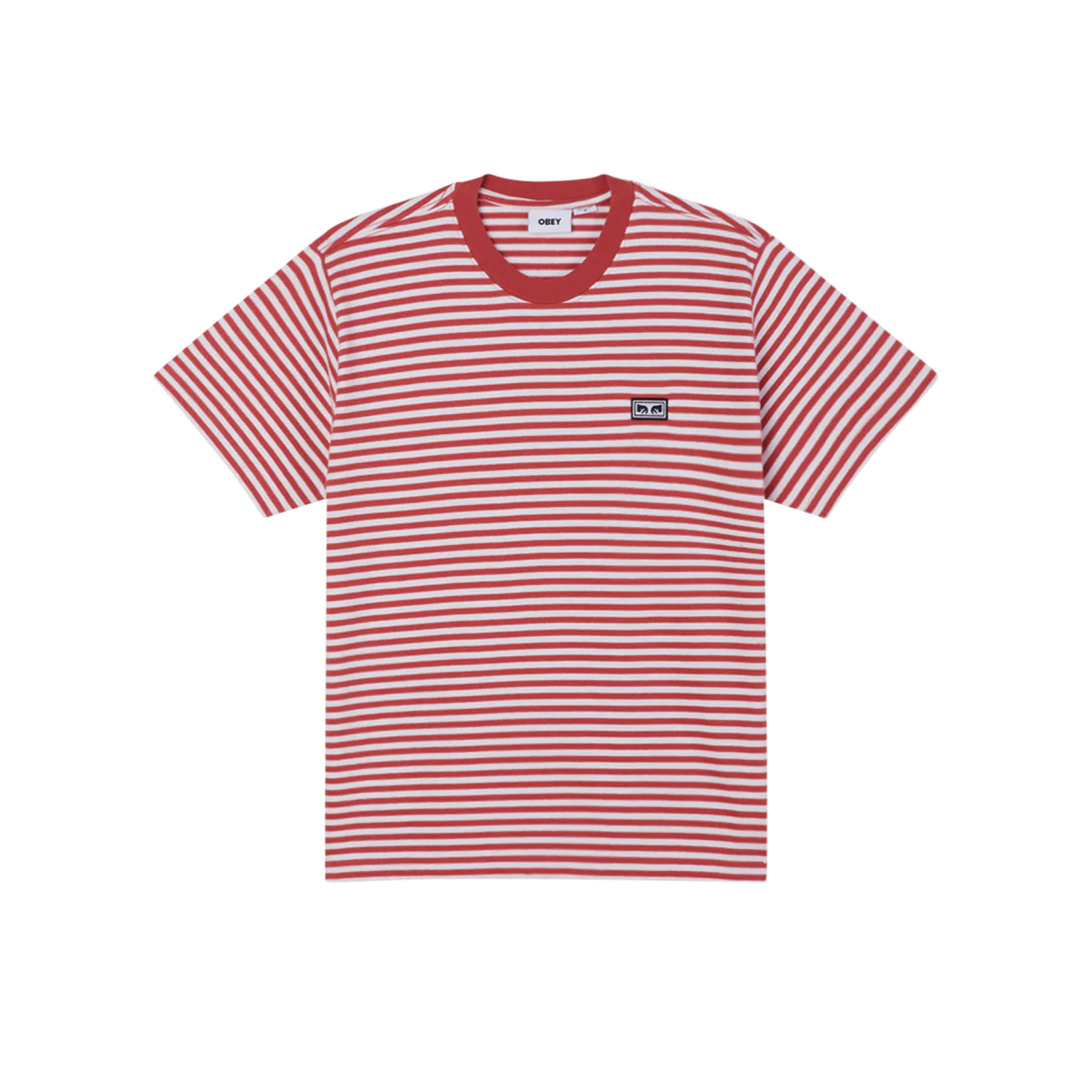 Obey Established Works Eyes Stripe T-Shirt - Mineral Red