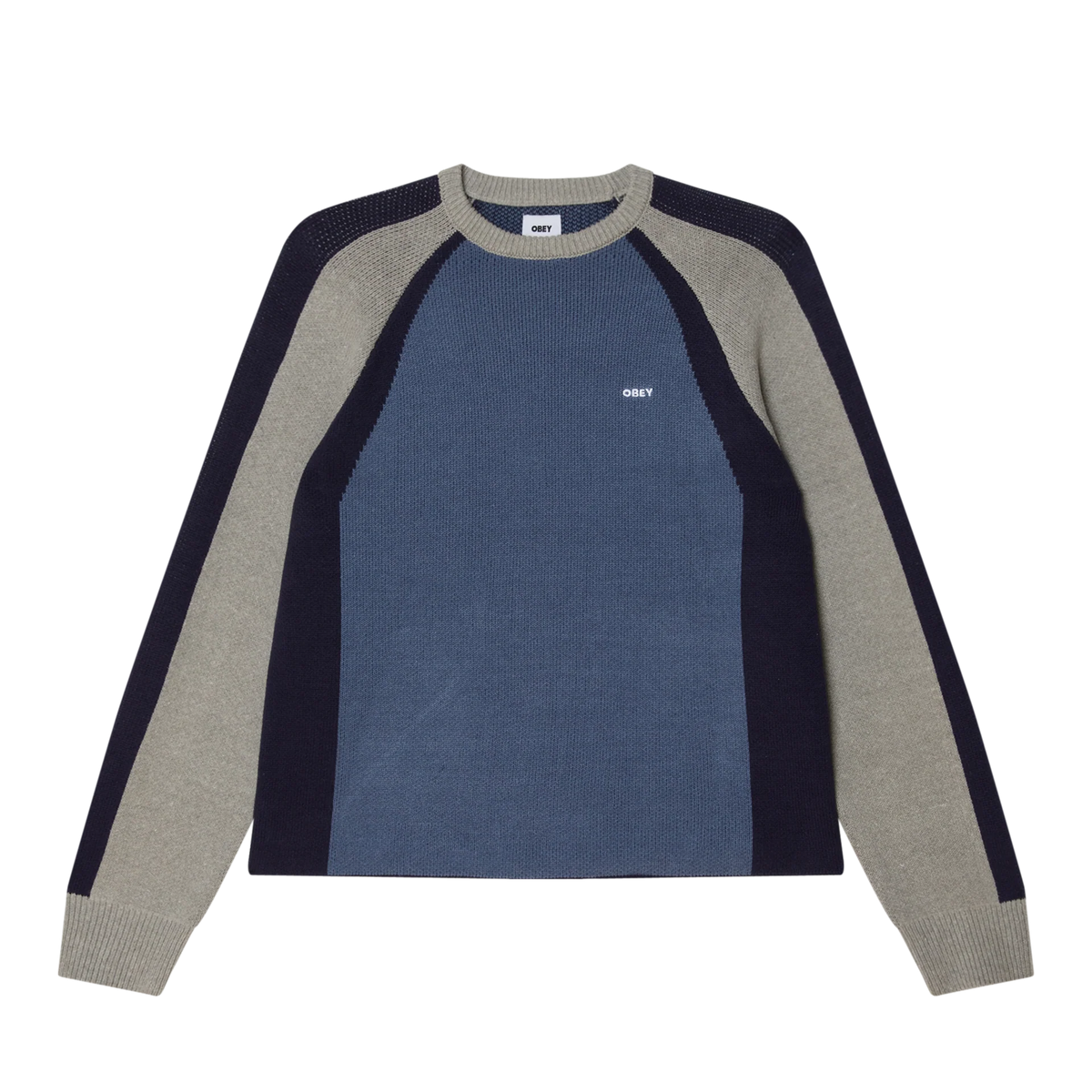 Obey Raglan Crew Neck Sweater - Dull Blue