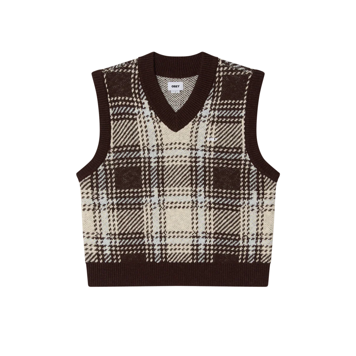 Obey Avon Plaid Vest - Vanilla Multi