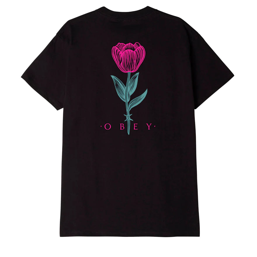 Obey Barbwire Flower T-Shirt - Black