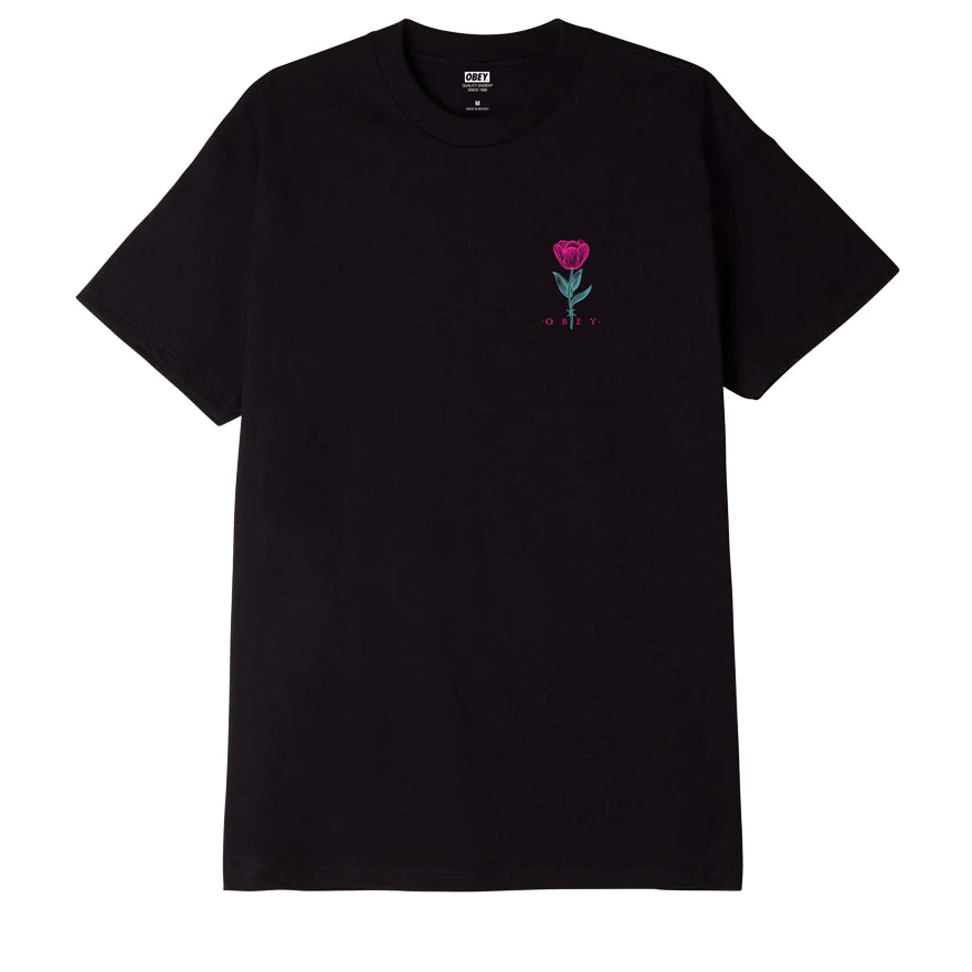 Obey Barbwire Flower T-Shirt - Black