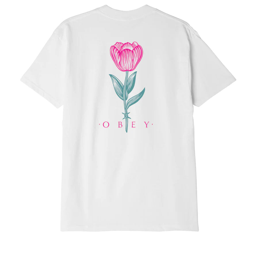 Obey Barbwire Flower T-Shirt - White