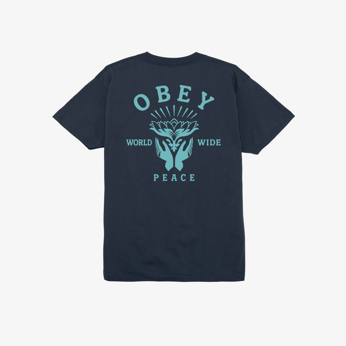 Obey Lotus With Hands T-Shirt - Navy