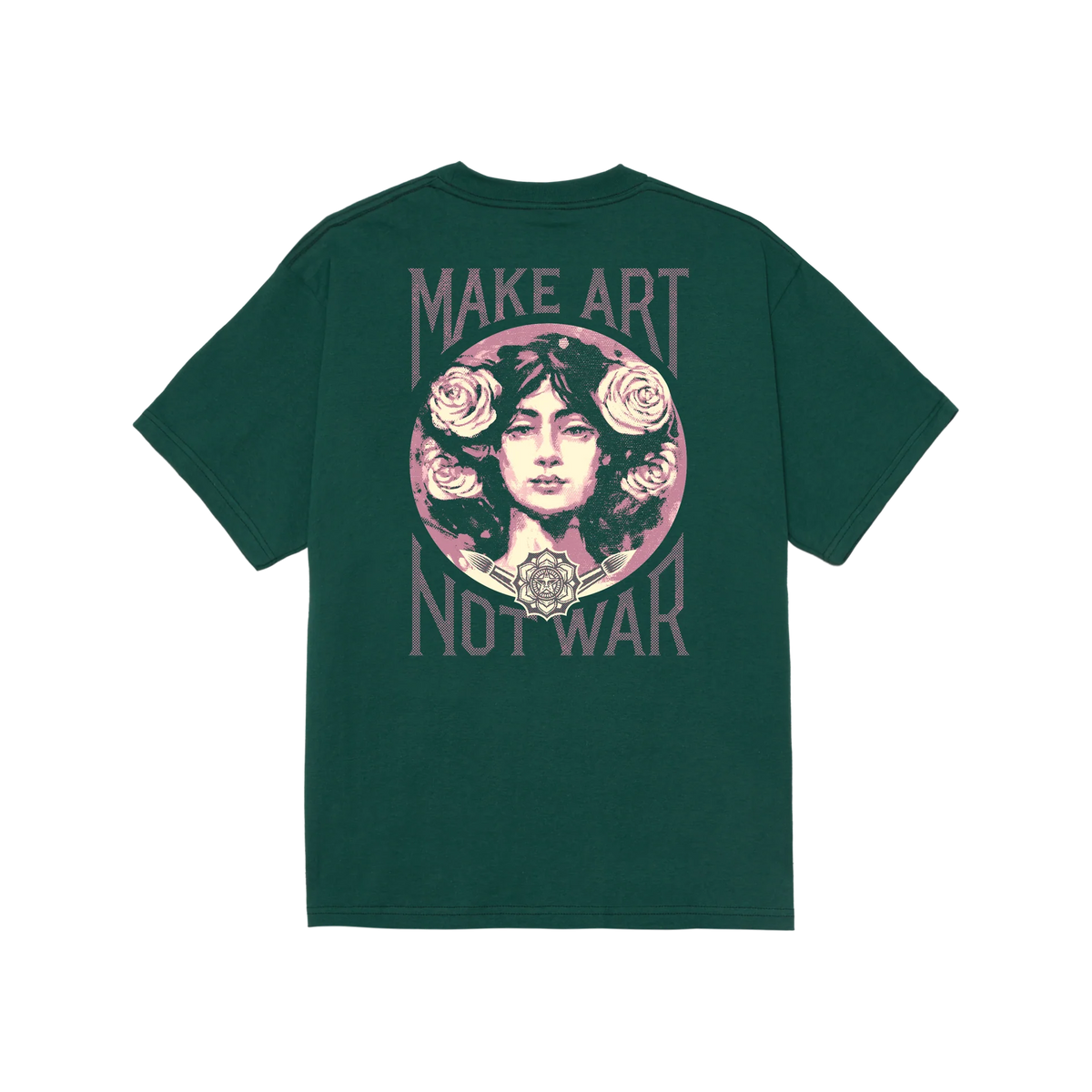 Obey Make Art Not War T-Shirt - Rain Forest