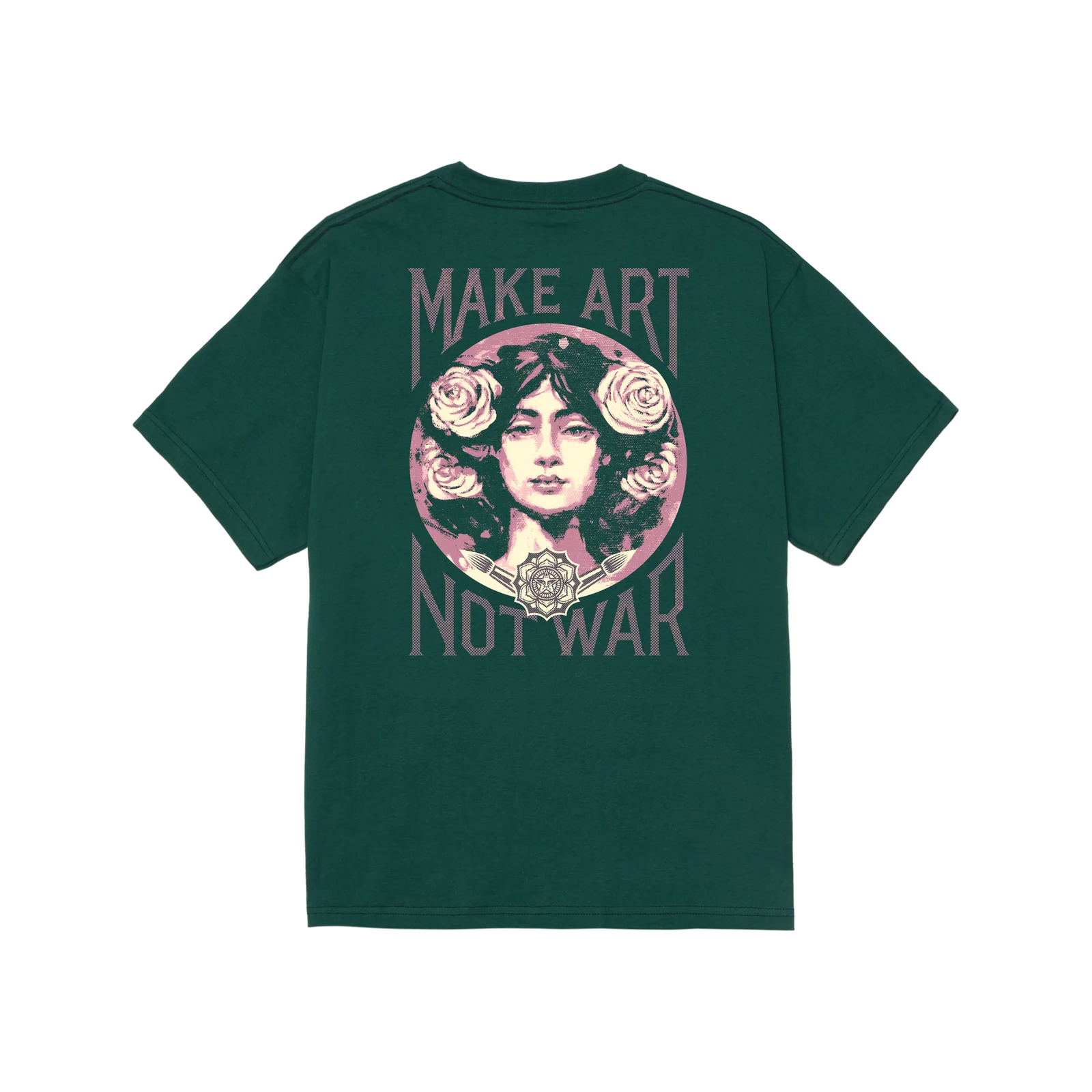 Obey Make Art Not War T-Shirt - Rain Forest