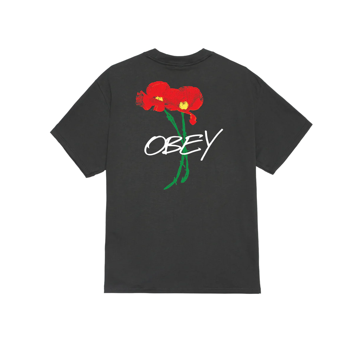 Obey Poppies T-Shirt - Vintage Black