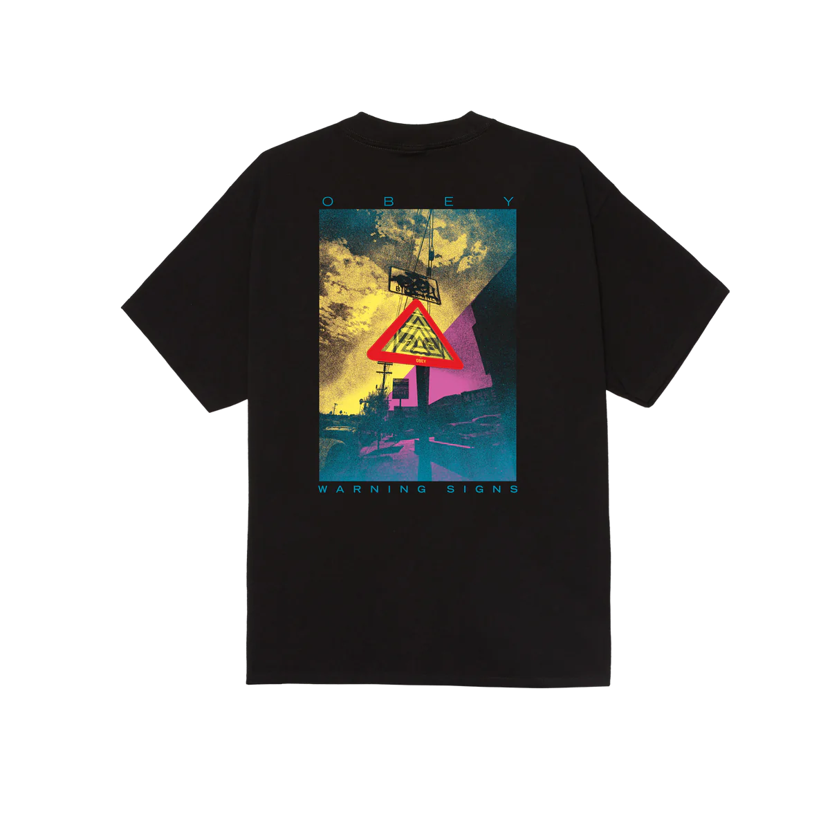 Obey Warning Sign T-Shirt - Black