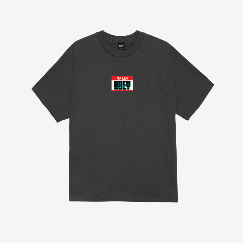 Obey Hello I Never Obey T-Shirt - Vintage Black