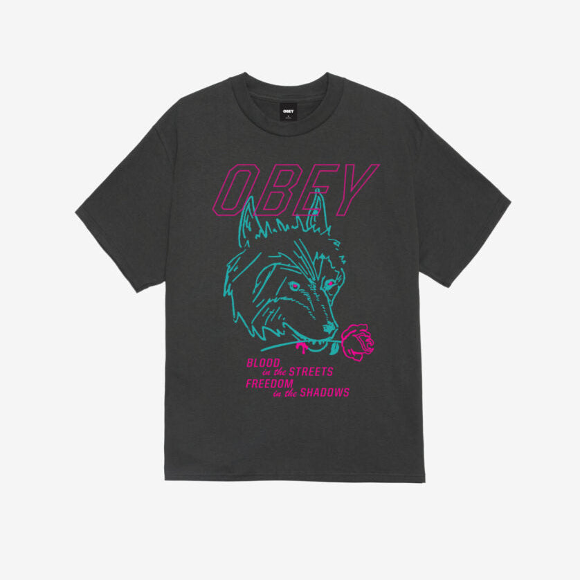 Obey Wolf in the Shadows T-Shirt - Vintage Black