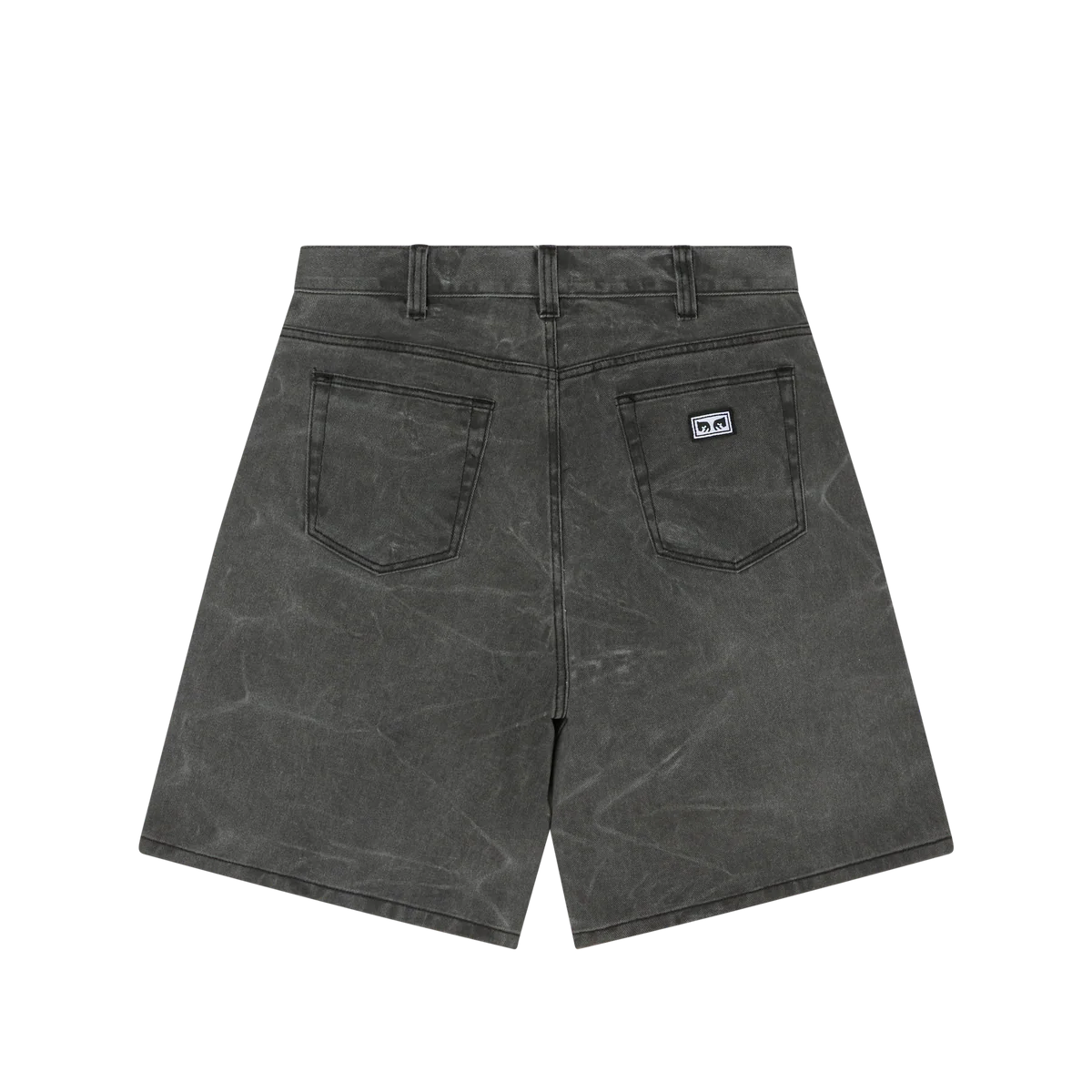 Obey Bigwig Baggy Denim Short - Black Wrinkle Wash