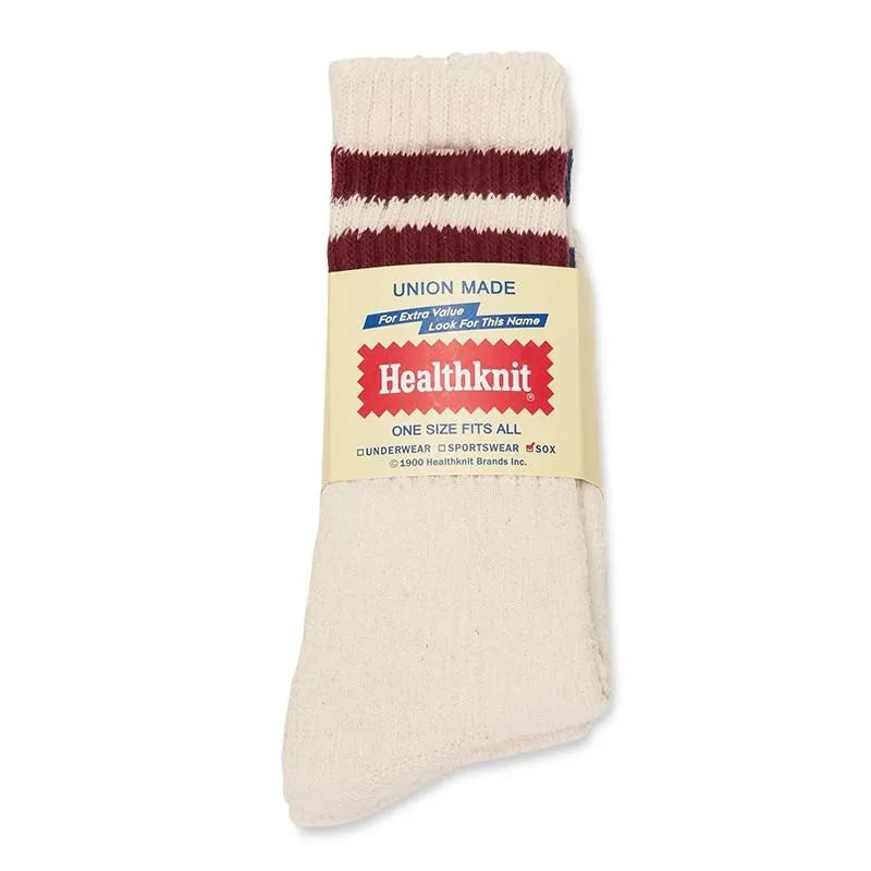 Healthknit 3 Pack Socks Stripe - Dark Green / Navy / Burgundy