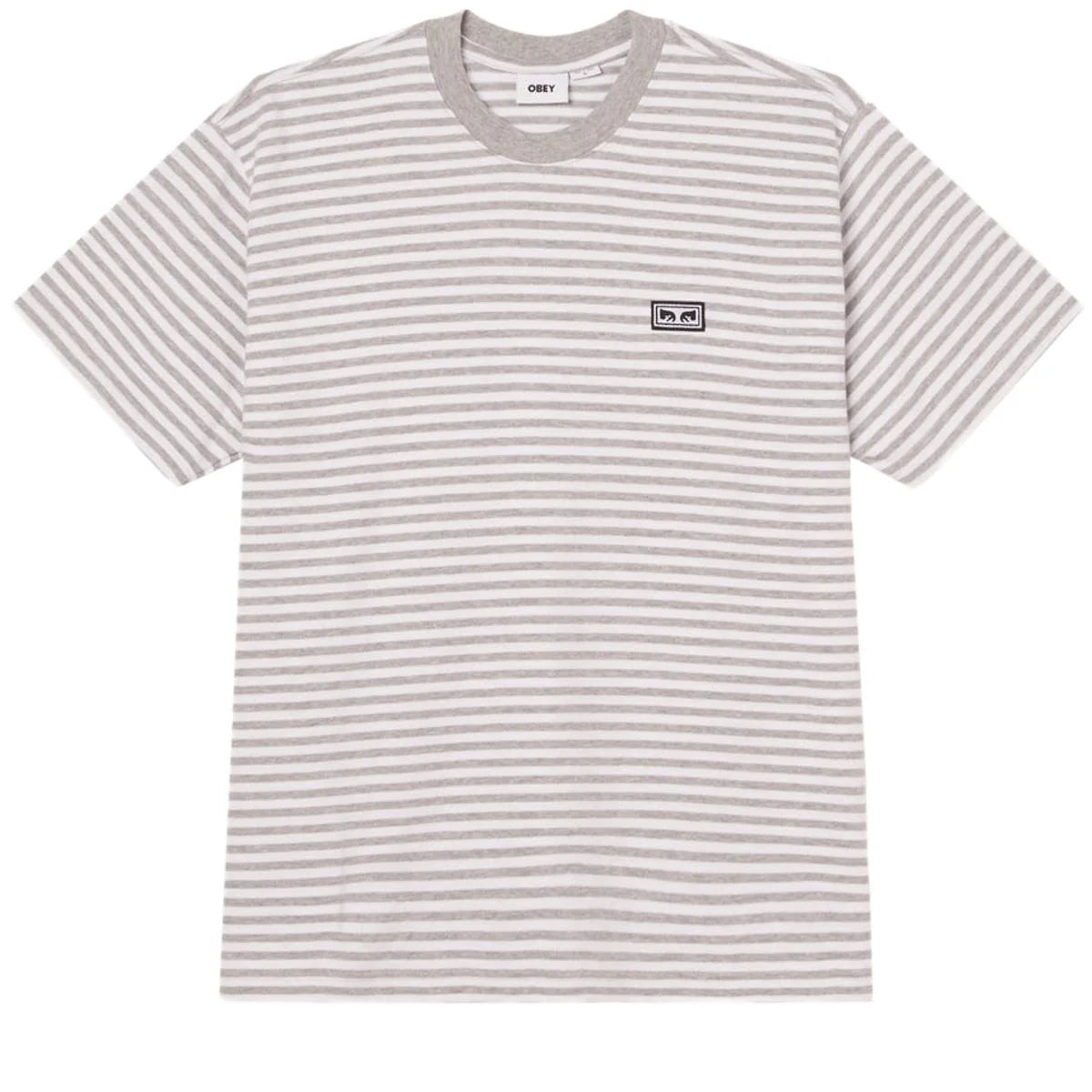 Obey Established Works Stripe T-Shirt - Ash Grey