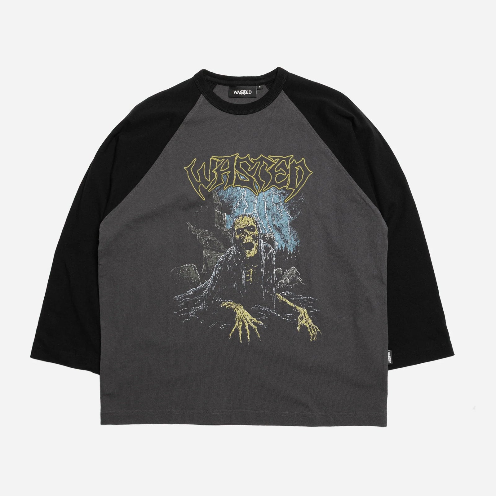 Wasted Tomb Baseball T-Shirt - Old Black