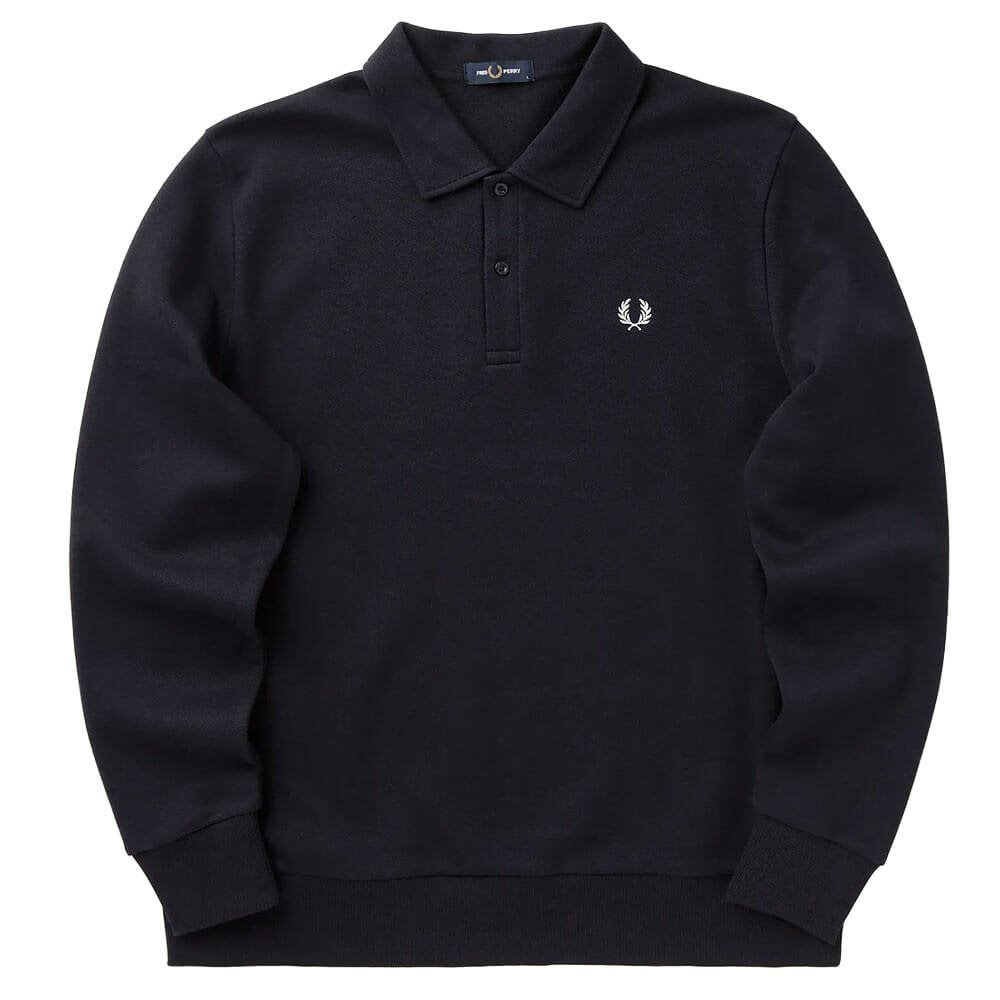 Fred Perry Pique Collared Sweat - Navy