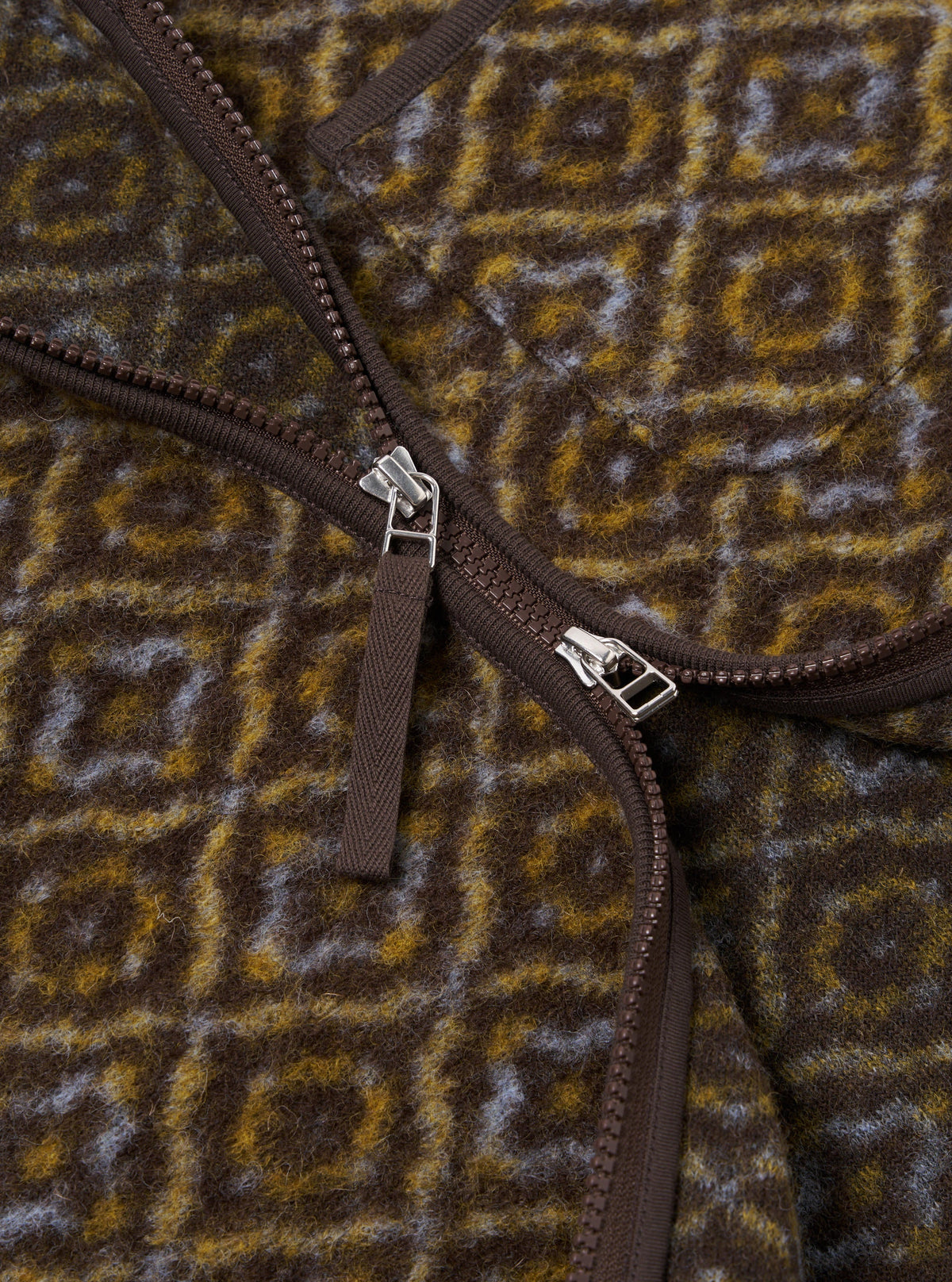 Universal Works Zip Gilet - Geometric Print Brown