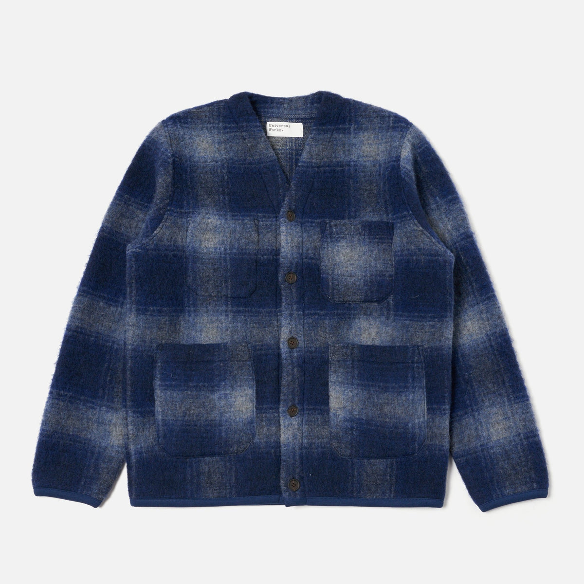 Universal Works Cardigan - Navy / Grey Check