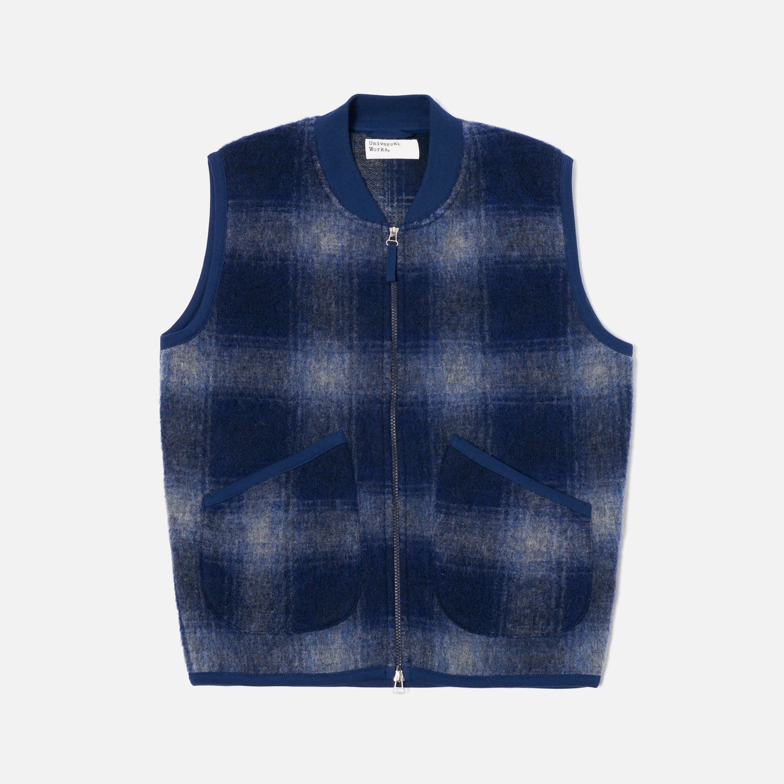 Universal Works Zip Waistcoat - Navy / Grey