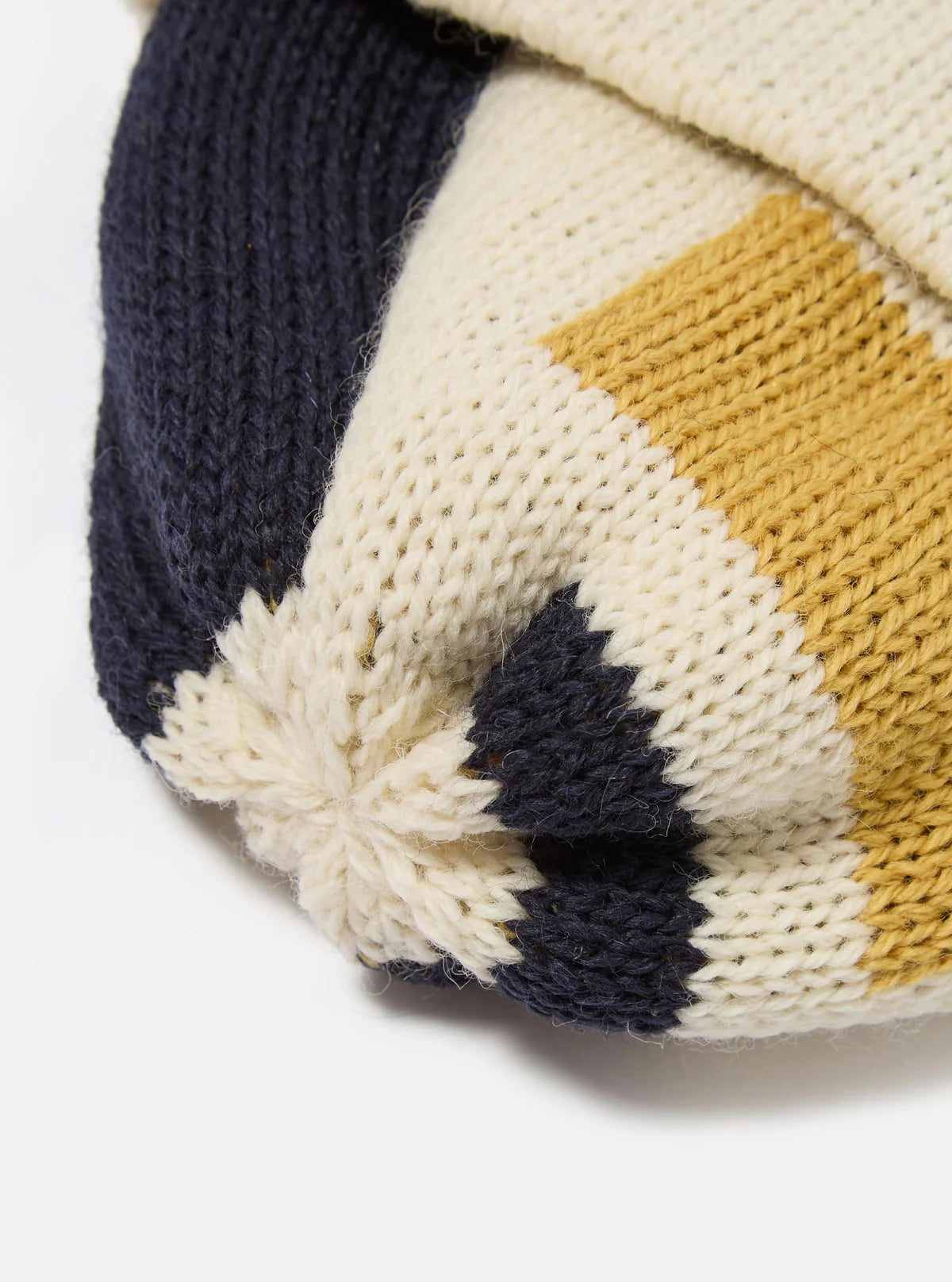 Universal Works Short Watch Cap - Ecru / Navy / Yellow