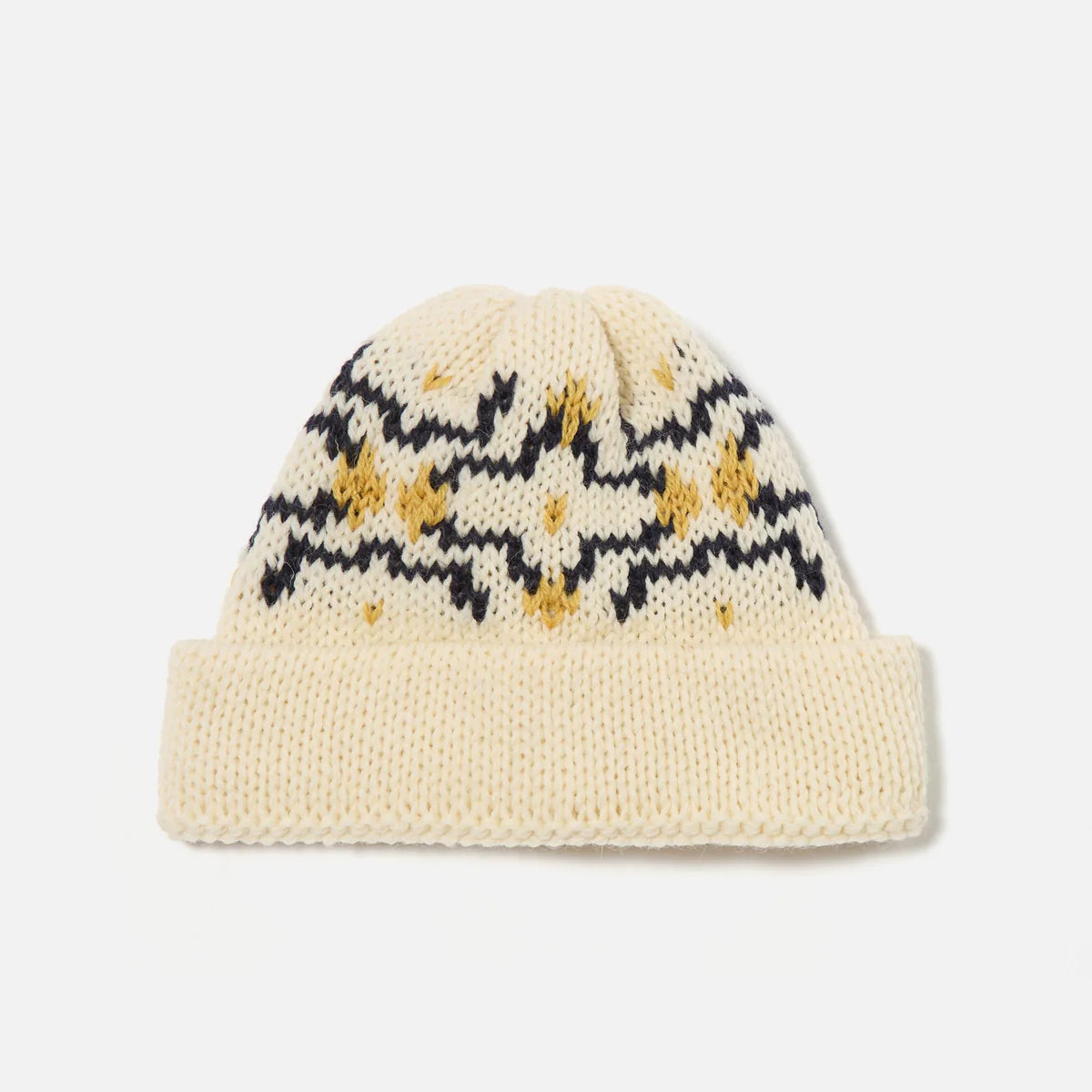 Universal Works Short Watch Cap - Ecru / Navy