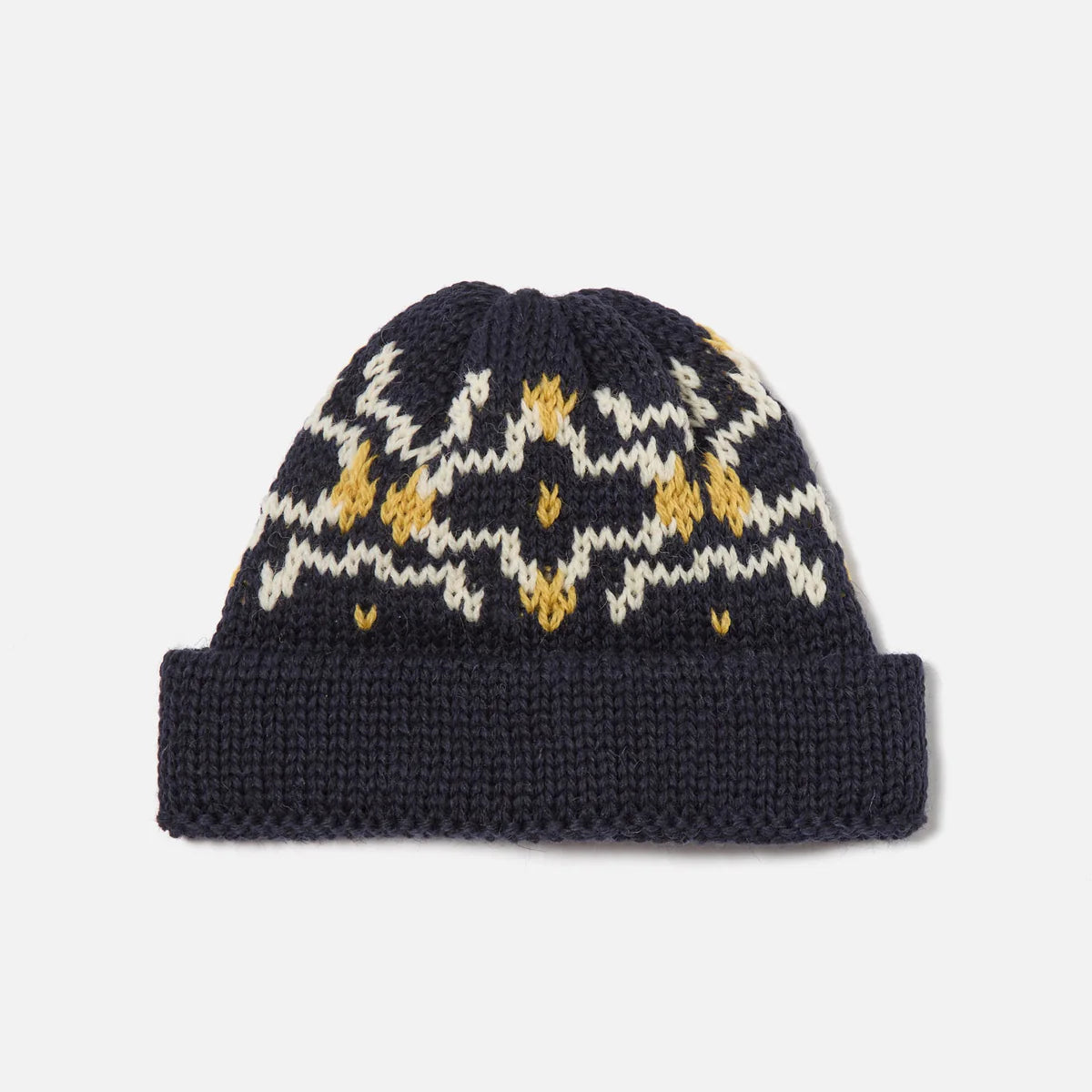 Universal Works Short Watch Cap - Navy / Ecru