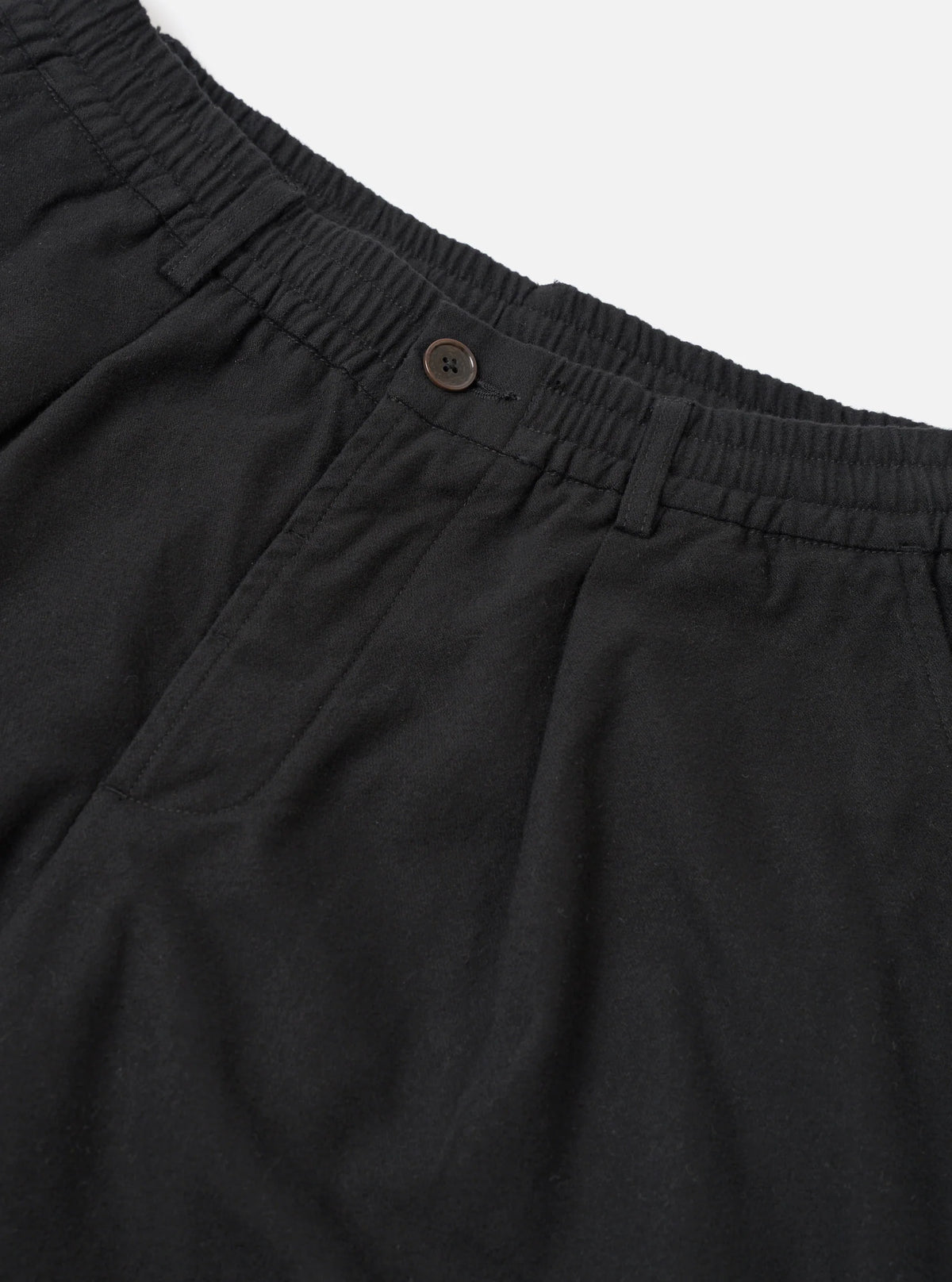 UW Pleated Track Pant - Black Brushed Moleskin