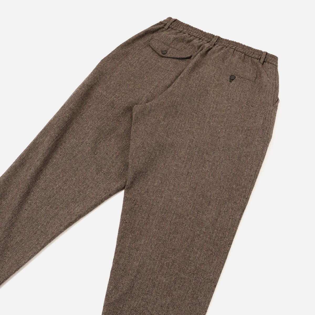 UW Pleated Track Pant - Brown Wool Herringbone